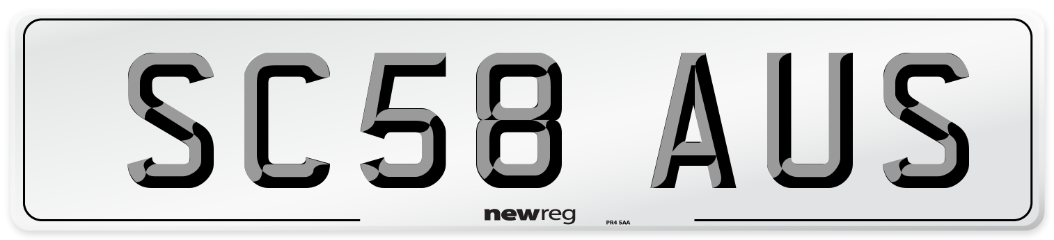 SC58 AUS Number Plate from New Reg